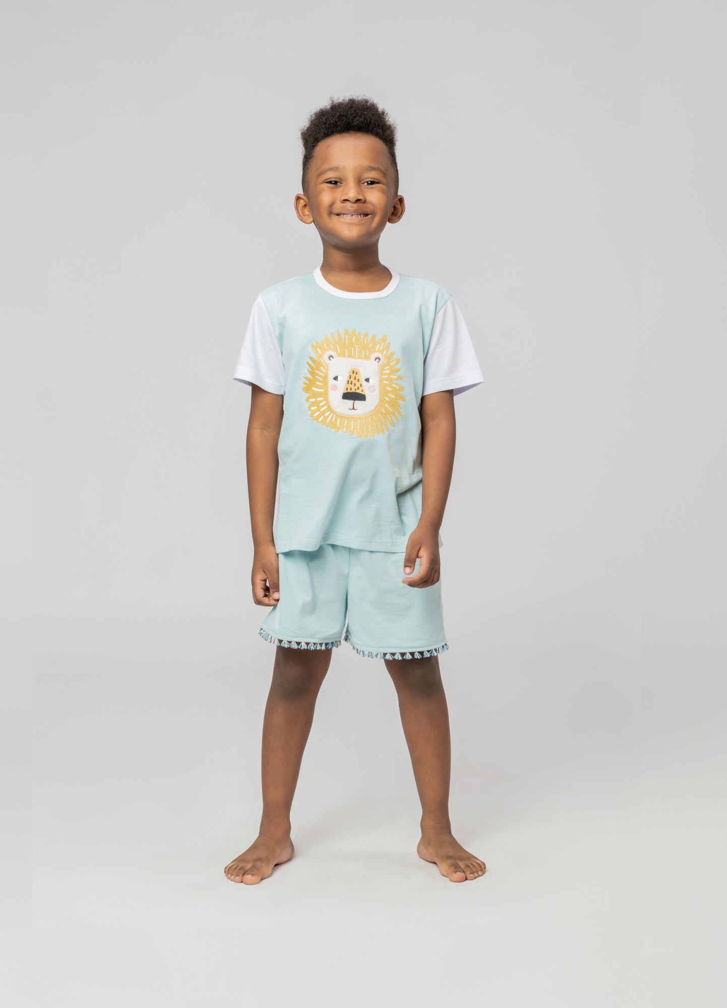 Pijama Infantil Manga Curta Leãozinho