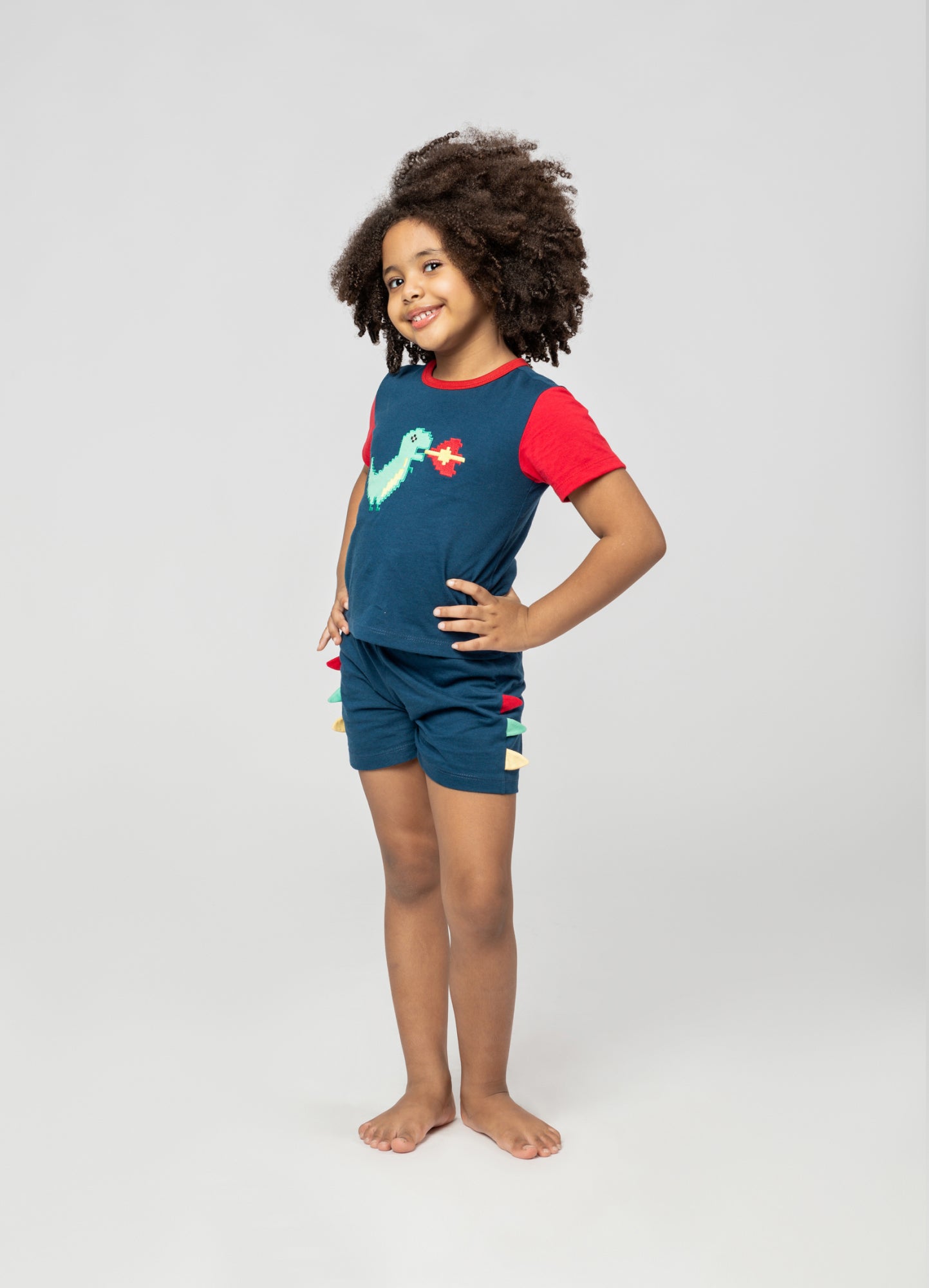 Pijama Infantil Manga Curta Dino